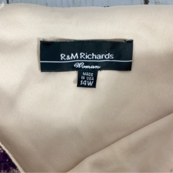 R&M Richards Womens Dress Size 14W Purple Sequin Lace Overlay Chiffon Midi - Picture 8 of 11